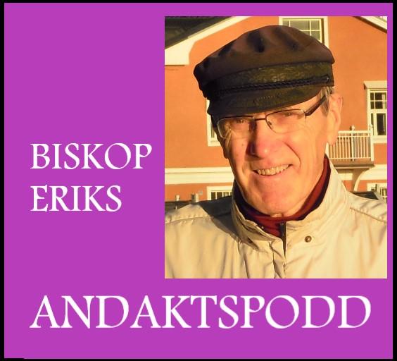 Bild av biskop Erik Vikström och texten Biskop Eriks andaktspodd. 