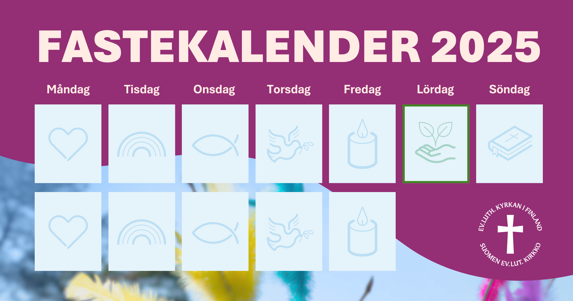 Fastekalender med några luckor som syns.