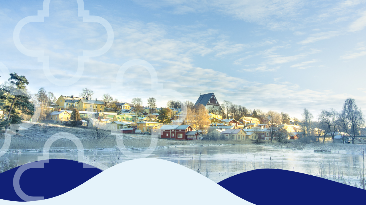 Vintrigt kyrklandskap.